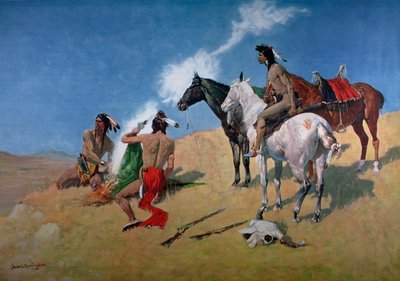 Duman Sinyalleri (tuval üzerine yağlı boya) by Frederic Remington