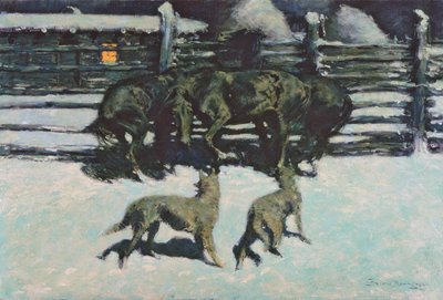 Yardım Çağrısı (Körfezde) c.1908 (tuval üzerine yağlı boya) by Frederic Remington