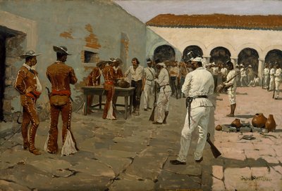 The Mier Expedition: The Drawing of Black Bean (Fasulyelerini Çeken Mahkumlar) 1869 (tuval üzerine yağlı boya) by Frederic Remington
