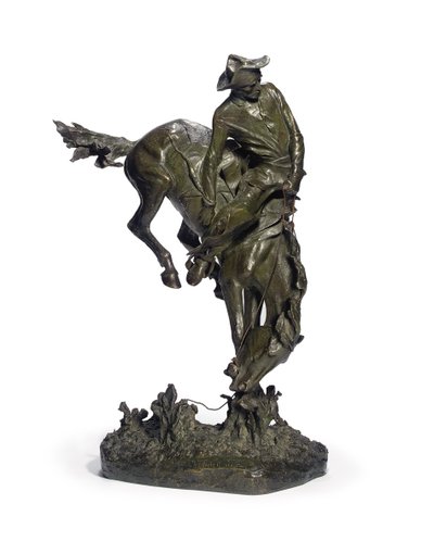 The Outlaw (kahverengi-yeşil patine ile bronz) by Frederic Remington
