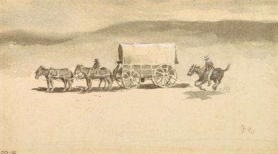 İsimsiz (kağıt üzerinde çizimi yıkayın) by Frederic Remington