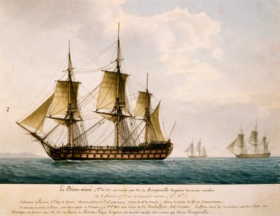 Louis Antoine, Bougainville Kontu'nun (1729-1811) gemisi Bien-Aime by Frederic Roux