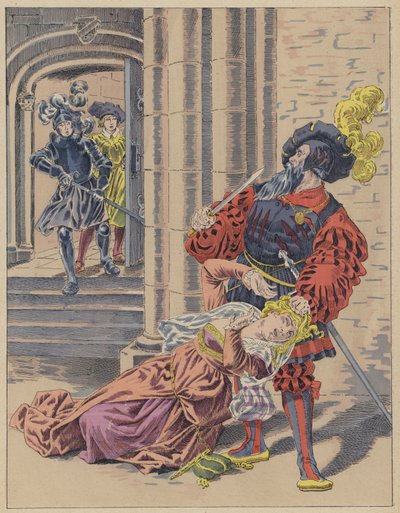 La Barbe Bleue, Mavi Sakal (renk üyeleri) by Frederic Theodore (after) Lix