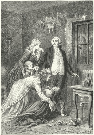 Louis XVI, idamından önce ailesiyle vedalaşıyor by Frederic Theodore (after) Lix