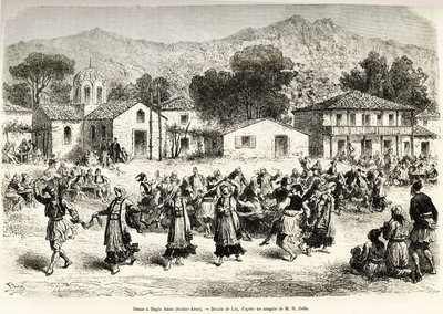 Haggia Anna (Aziz Anne) köy meydanında halk dansları. Yunanistan