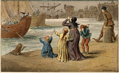 Popüler şarkı: “Bir Nantes est geliyor””. Bir denizci tarafından götürülen çocuklar denizlerinin yasını tutarlar. Frederic Theodore Lix