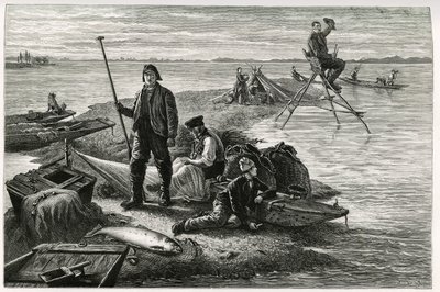 Somon balıkçılığı. Alman milletvekili, yazar ve doğa bilimci Charles Grad (1842-1890) tarafından 1884