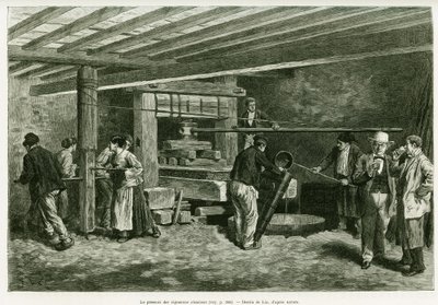 Alsas şarap üreticilerinin şarap presi. Edouard Charton (1807-1890), Hachette, Paris tarafından yönetilen tur du monde 1888