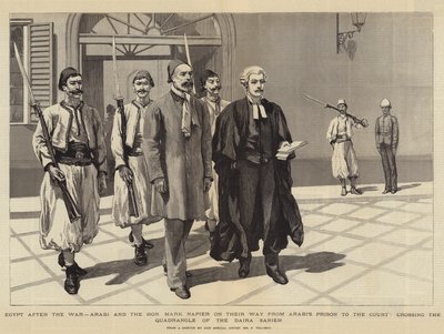 Savaştan Sonra Mısır, Arabi ve Saygıdeğer Mark Napier, Arabi Hapishanesinden Mahkemeye Yollarında Daira Sanieh Dörtgenini geçerek by Frederic Villiers