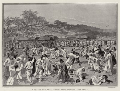 Bir Corean Yeni Yıl Geleneği, Seul yakınlarında Taş Dövüşü by Frederic de Haenen