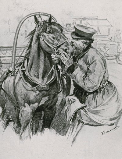 A Droshky Driver kissing his Horse Good-morning  by Frederic de Haenen