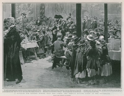 Ragged School Boys and Girls (lito) için bir ziyafet by Frederic de Haenen