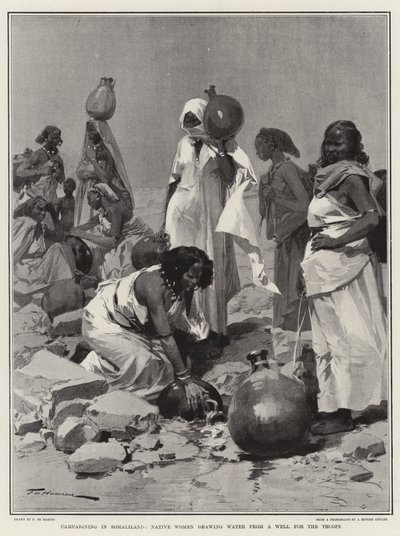 Somaliland'da Askerler İçin Bir Kuyudan Su Çeken Yerli Kadınlar Kampanyası by Frederic de Haenen