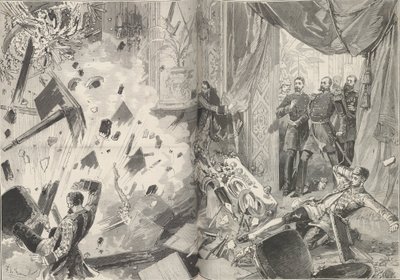 Patlamadan sonra İmparator II. Alexander, 17 Şubat 1880 akşamı. by Frederic de Haenen