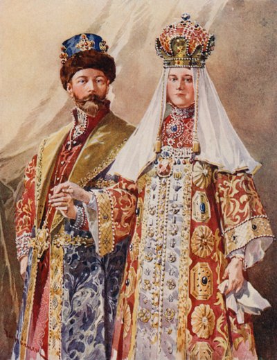 Antik Elbiseli İmparator ve İmparatoriçe by Frederic de Haenen