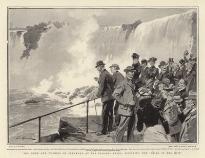 Cornwall Dükü ve Düşesi, Niagara Şelalesi'nde Sis'in Çocuğu'nu izlerken by Frederic de Haenen