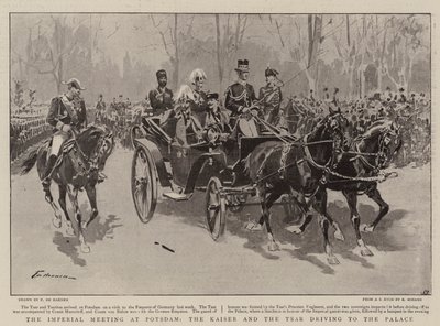Potsdam'daki İmparatorluk Toplantısı, Kaiser ve Çar, Saray'a giderken by Frederic de Haenen