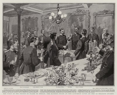 Galler Prensi'nin Berlin Ziyareti, 1. Ejderha Muhafızları tarafından verilen Öğle Yemeğinde Kayzer'in Tostu by Frederic de Haenen