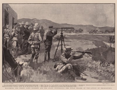 Dövüşü izlerken, Lord Roberts ve Ekibi, Driefontein Eyleminin Son Aşamalarına tanık oluyor by Frederic de Haenen