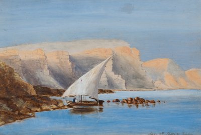 Kuzey Afrika açıklarında yelkenli tekne, c.1846-1907 (gemide petrol) by Frederica Countess of Scarborough Drummond