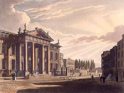 Clarendon Matbaasının dış cephesi, Joseph Constantine Stadler (fl.1780-1812) pub tarafından oyulmuş 
