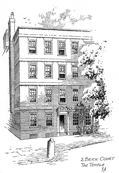 Oliver Goldsmiths evi, 2 Brick Court, Temple, Londra, 1912 by Frederick Adcock