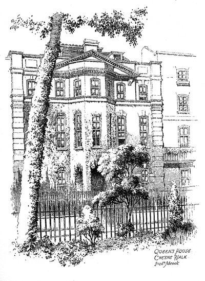 Queens House, Cheyne Yürüyüşü, Chelsea, Londra, 1912 by Frederick Adcock