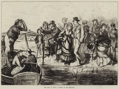 1 Nisan, Tekne Yarışında Bir Kroki by Frederick Barnard