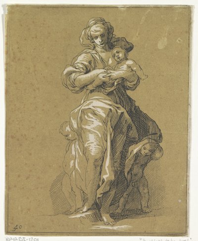 Üç çocuklu Caritas by Frederick Bloemaert