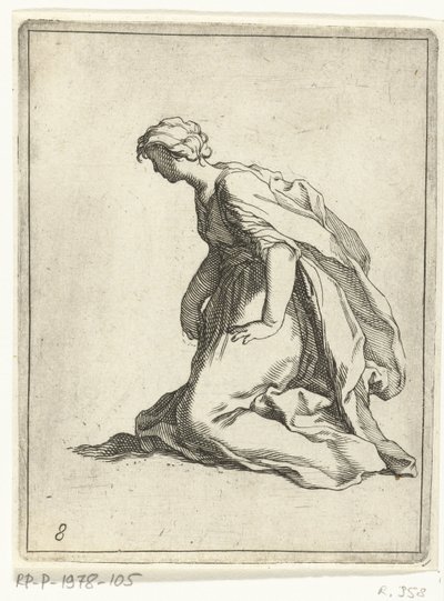 diz çökmüş genç kadın 15 küçük figür (dizi başlığı) by Frederick Bloemaert