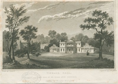 Tixall Hall: gravür, nd [c 1830] (baskı) by Frederick Calvert