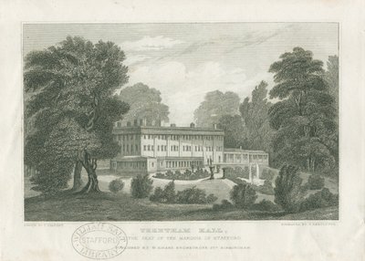 Trentham Hall: gravür, nd [c 1830] (baskı) by Frederick Calvert