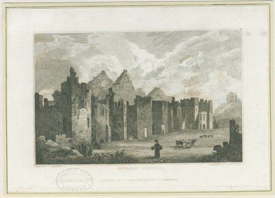 Tutbury Kalesi - Castle-Yard: gravür, nd [c 1830] (baskı) by Frederick Calvert
