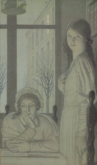 İç Mekan - Akşam, 1915 (kalem, yıkama ve guaj) by Frederick Cayley Robinson