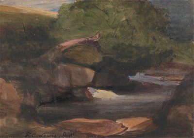 Ağaçlar ve Kayalık Bir Dere by Frederick Christian Lewis the Elder