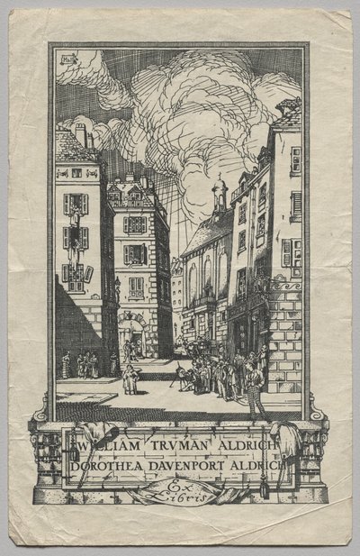 Bookplate: William Truman Aldrich ve Dorthea Davenport Aldrich, Ex Libris yazılı by Frederick Garrison Hall