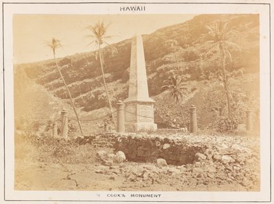 HMS Triumph Pasifik İstasyonu - Levha 14, Cooks Anıtı, Hawaii. by Frederick George Denham Bedford