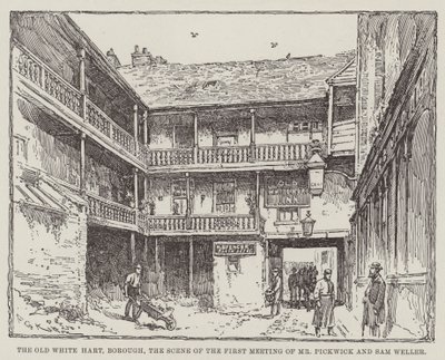 Old White Hart, Borough, Bay Pickwick ve Sam Weller'in İlk Buluşmasının Sahnesi by Frederick George Kitton