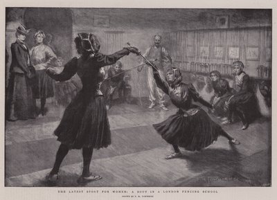 Kadınlar İçin En Yeni Spor, Londra Eskrim Okulunda Bir Maç by Frederick Henry Townsend