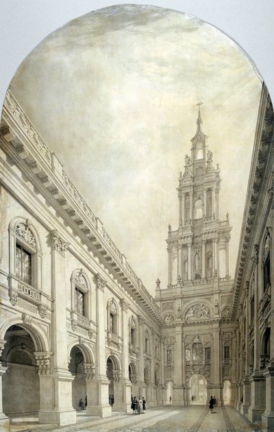 Yeni Kraliyet Borsası için tasarım, 1839. by Frederick Mackenzie
