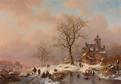 Buzda Oynayan Figürlerle Kış Manzarası, 1868 by Frederick Marianus Kruseman