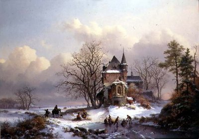Patencilerle Kış Manzarası (tuval üzerine yağlı boya) by Frederick Marianus Kruseman