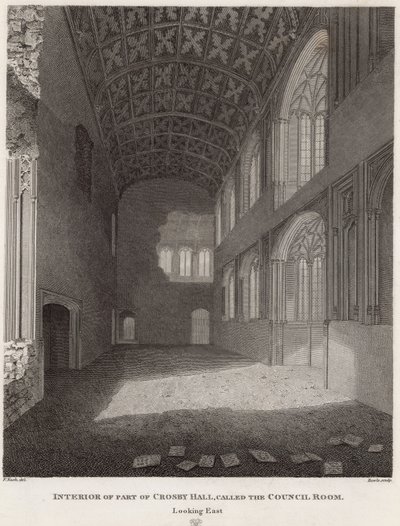 Crosby Hal bölümünün iç kısmı by Frederick Nash