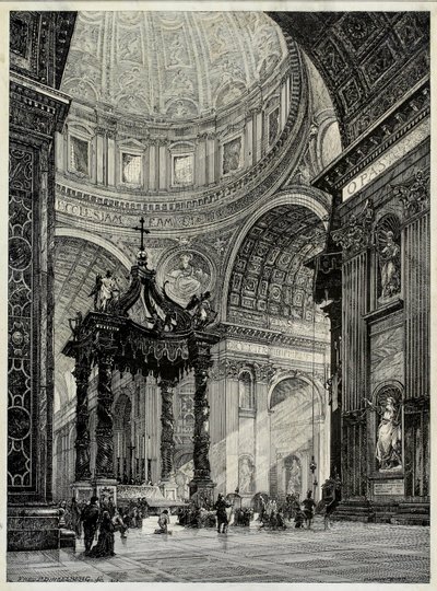 Aziz Petrus Bazilikası, Roma, İtalya, İç Görünüm, 1878. by Frederick P Dinkelberg