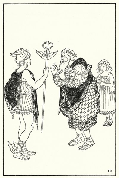 Midas, odada duran bir yabancı figürünü algıladı (lito) by Frederick Richardson