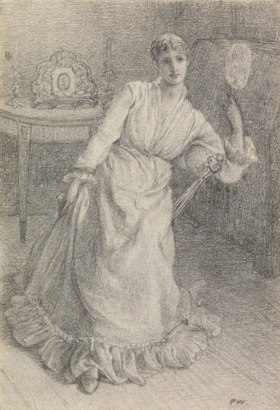 Bayan Maria Ansdell (kart üzerine yerleştirilmiş kağıt üzerine kurşun kalem) by Frederick Walker