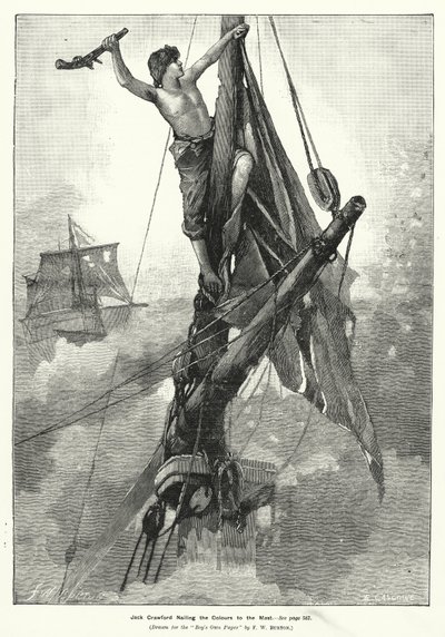 Jack Crawford Renkleri Direğe Çiviliyor (gravür) by Frederick William (after) Burton