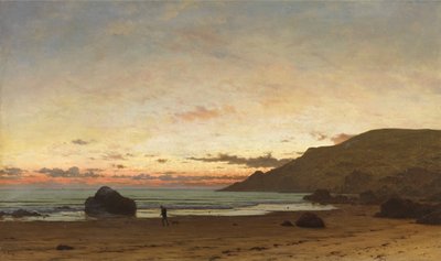 Bir adam ve bir köpekle sahil sahnesi, 1886 by Frederick William Meyer