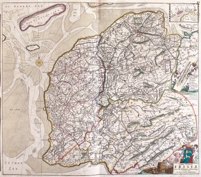 Friesland (Almanya) Haritası (gravür by Frederick de Wit