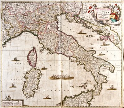 İtalya, Korsika ve Sardunya Haritası (gravür by Frederick de Wit